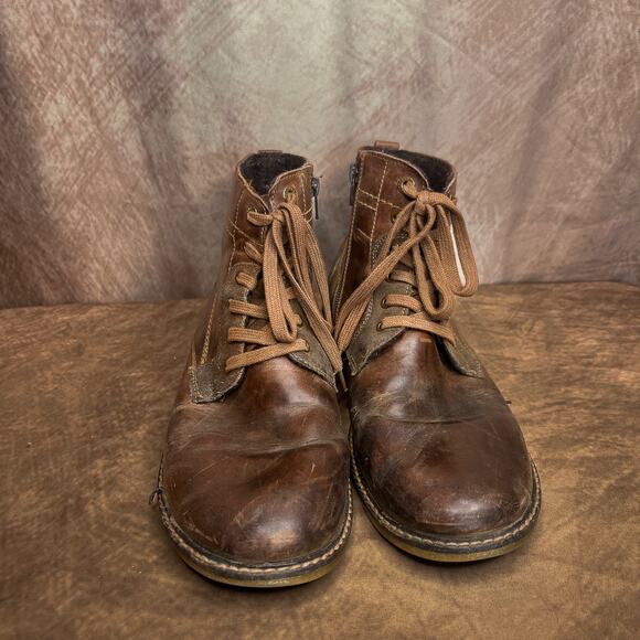 Lasoki Casual Brown Tan Leather Suede Chukka Boots Lace Up Ankle Mens 42 Y2K - Picture 3 of 12